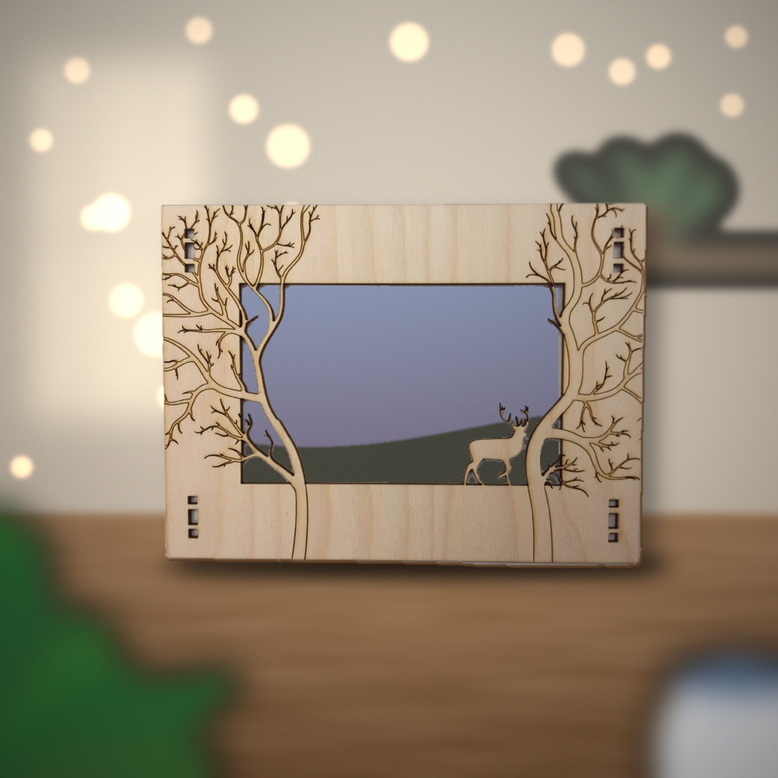 Cornice Portafoto "Bosco e Cervo" Personalizzabile — foto 1